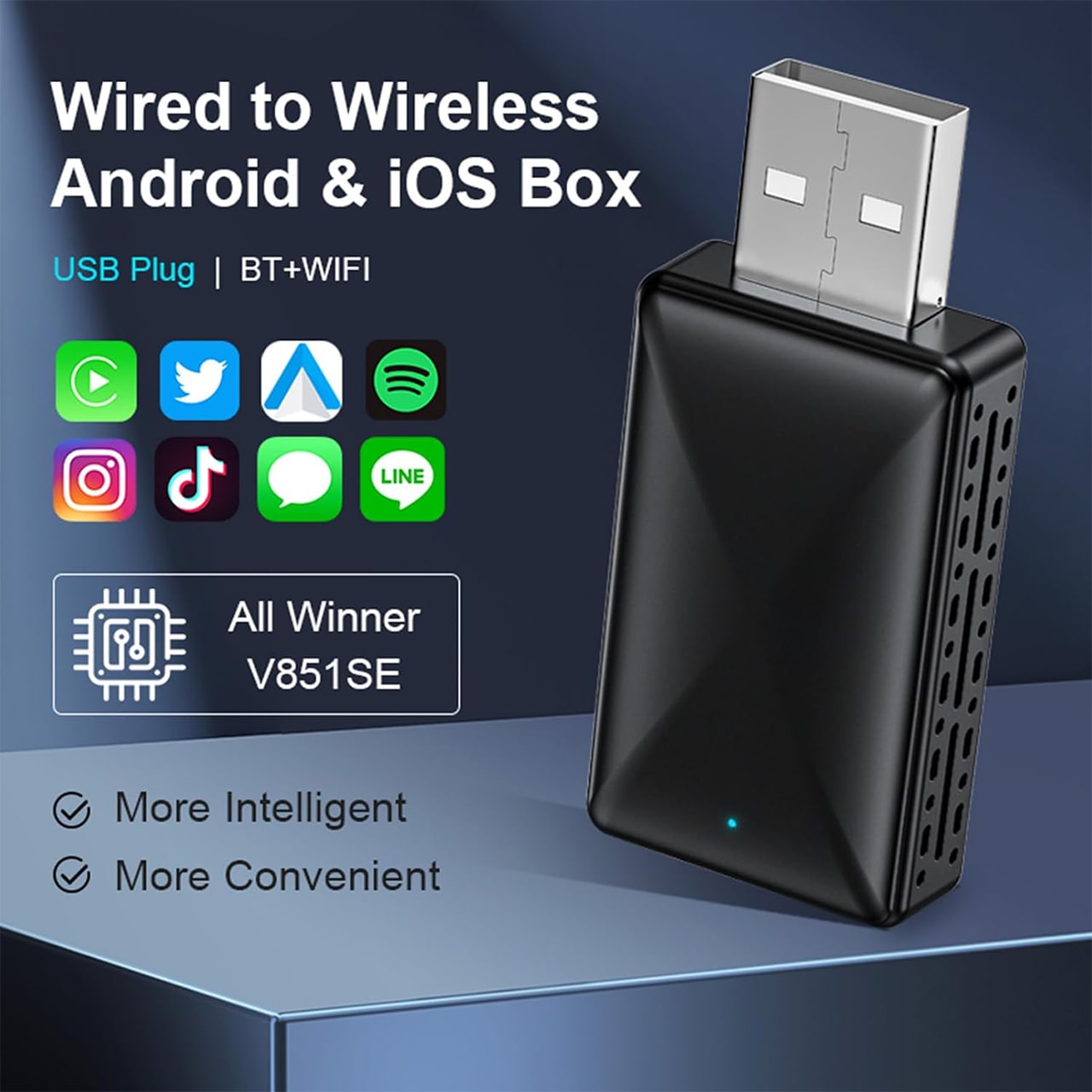 CarPlay, USB kľúč pre bezdrôtové pripojenie auta s Apple CarPlay a Android Auto