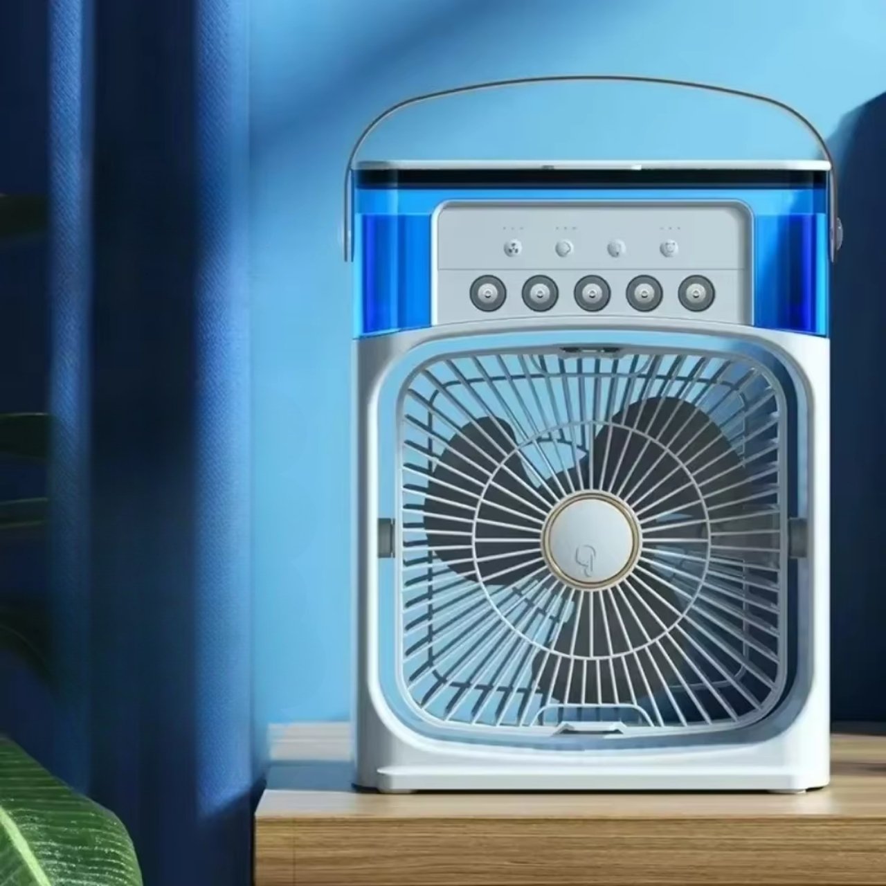 Coolio, 3-v-1 prenosný ventilátor s funkciou zvlhčovača, LED svetlom a chladením