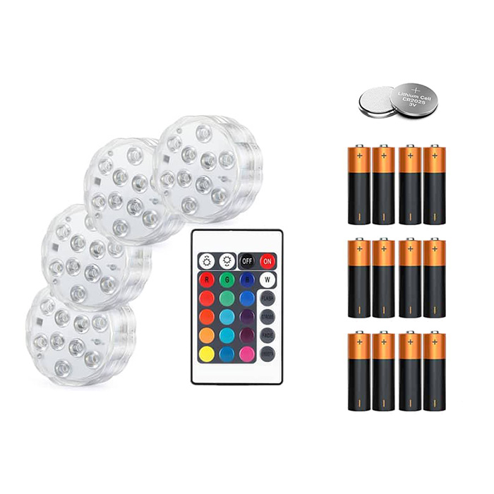 GlowBundle, 4 vodotesné LED svetlá + sada batérií