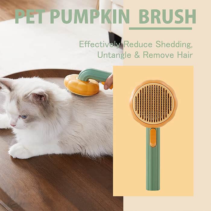 PumpkinComb, kefa pre domáce zvieratá s tlačidlom pre jednoduché očistenie - Image 6