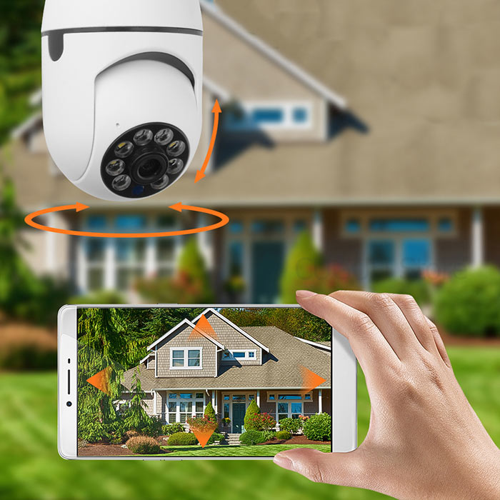 Kamera sa pohybuje o 360° doľava a doprava a o 90° nahor a nadol - prostredníctvom telefónu môžete kamerou pohybovať a ona sa automaticky začne pohybovať, keď zaznamená pohyb!